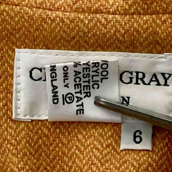 Charles Gray London Wool Blend Blazer Size 6 Mustard Yellow Structured Jacket - Picture 6 of 8